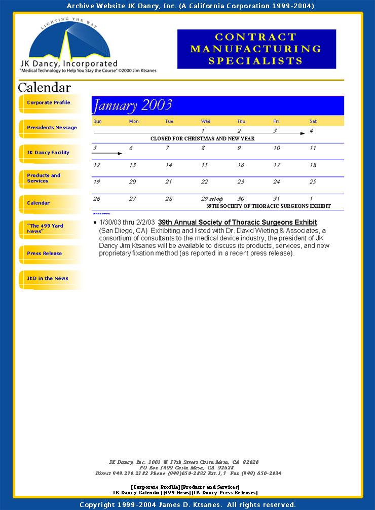 JK Dancy Calendar Page